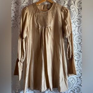 ANTHROPOLOGIE Thursday Friday XS Pintuck 100% Silk Lounge Tunic Top/Mini Dress